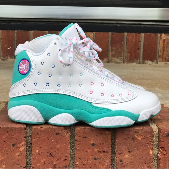 jordan 13 green and pink